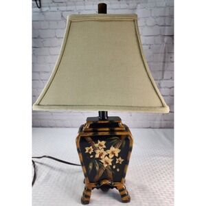 Vintage Reliance Lamp Co Chinoiserie Table Lamp Faux Bamboo Orchid Floral W/ Tag